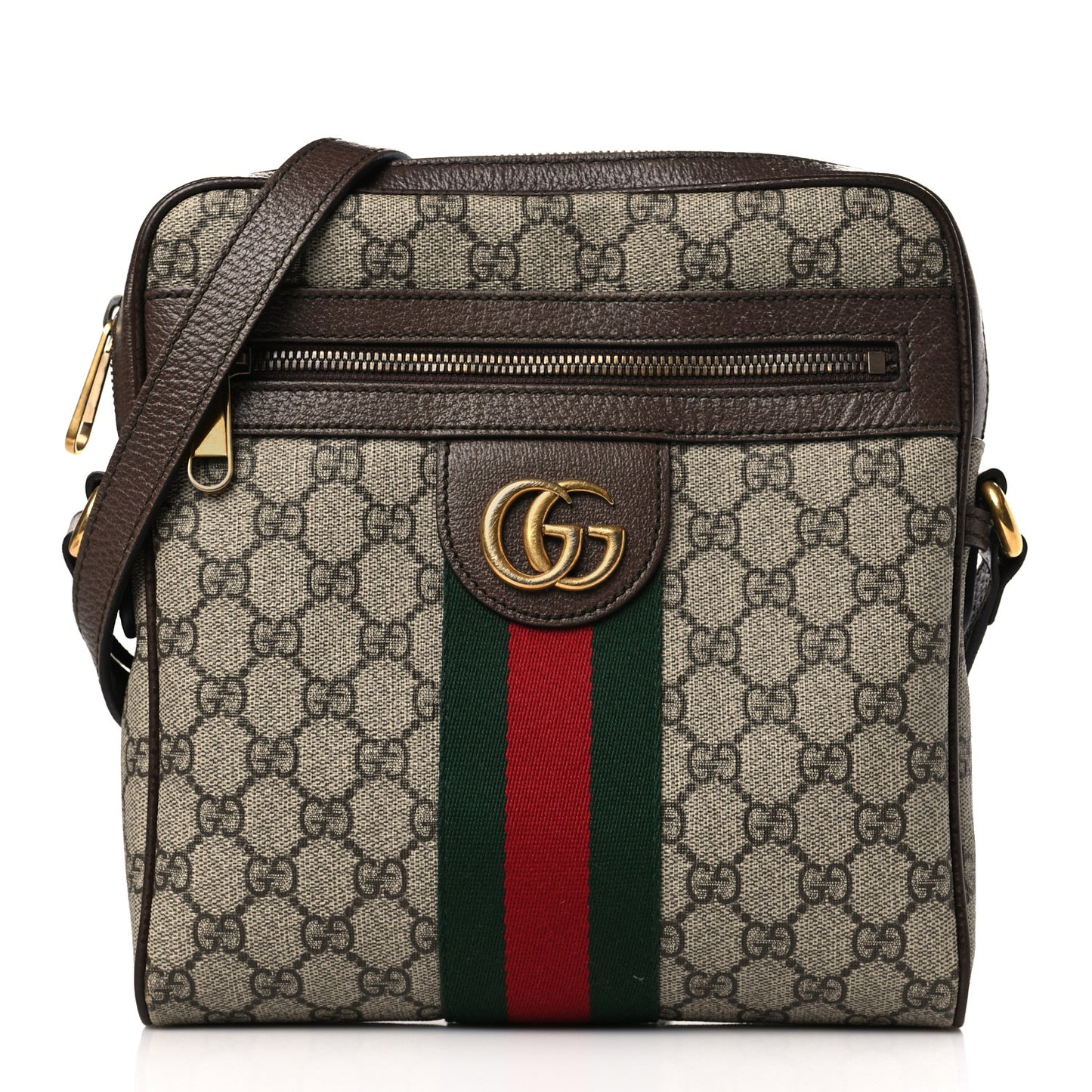 GG Supreme Monogram Web Small Ophidia Messenger Bag Brown