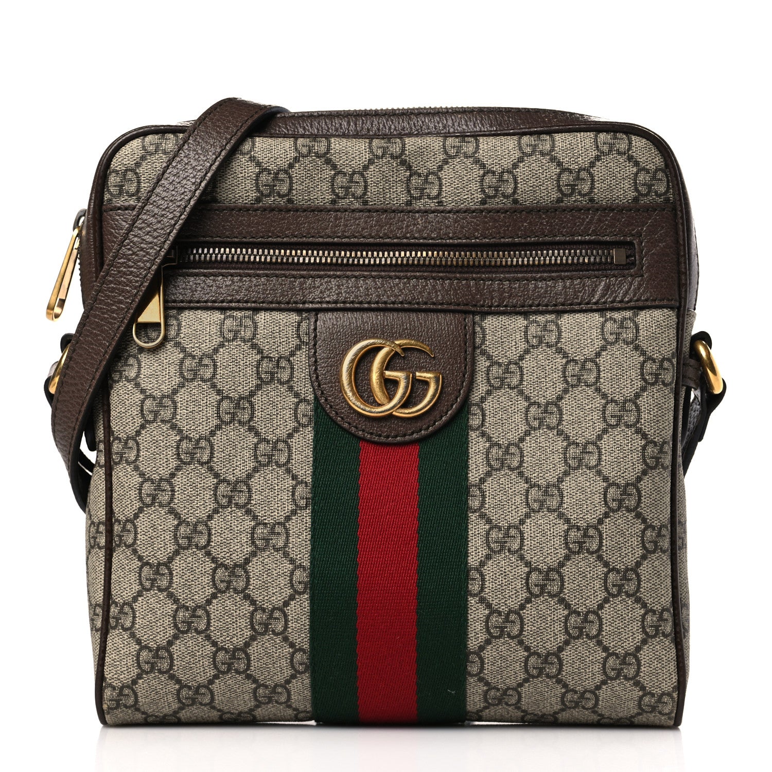 Gucci GG Supreme Monogram Web Small Ophidia Messenger Bag Brown 1 of 12