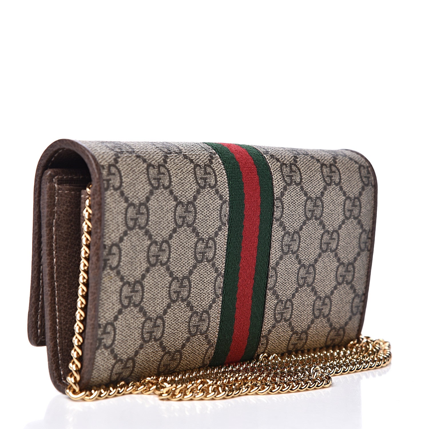Gucci GG Supreme Monogram Web Ophidia Wallet On Chain Brown 2 of 11