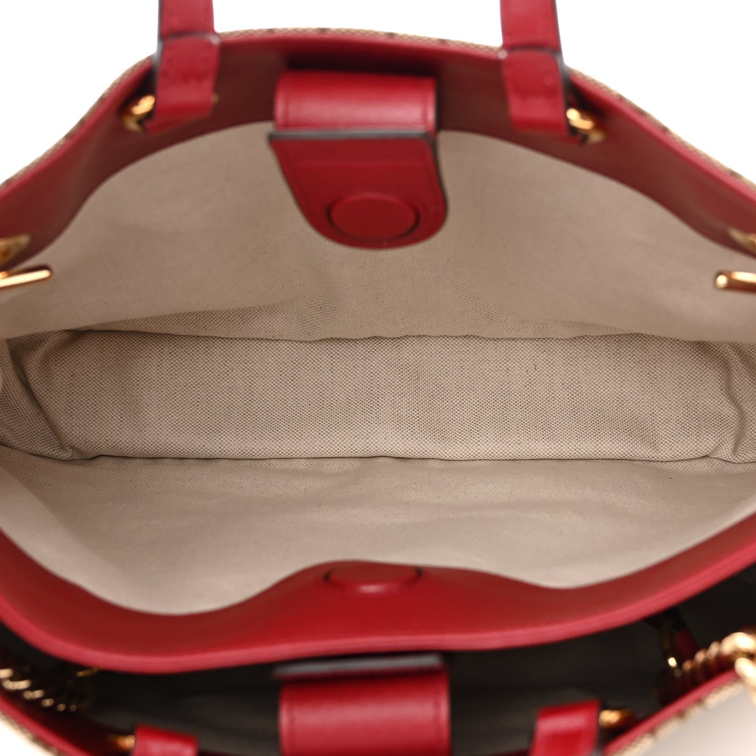 Gucci Monogram New Sakai Calfskin Lux Medium Horsebit 1955 Tote Bag Beige Ebony New Cherry Red 5 of 12