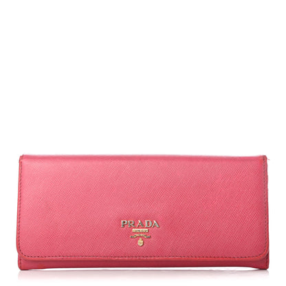 Prada Saffiano Metal Continental Flap Wallet Peonia 1 of 8