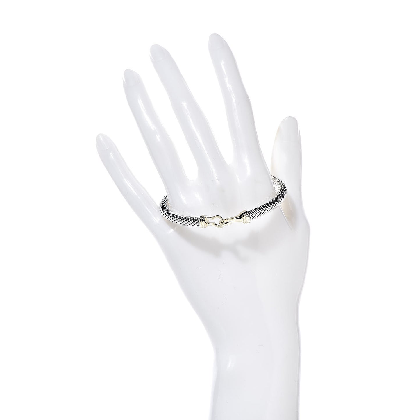 Sterling Silver 14K Yellow Gold 5mm Cable Classic Buckle Bracelet