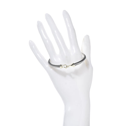 David Yurman Sterling Silver 14K Yellow Gold 5mm Cable Classic Buckle Bracelet 2 of 4