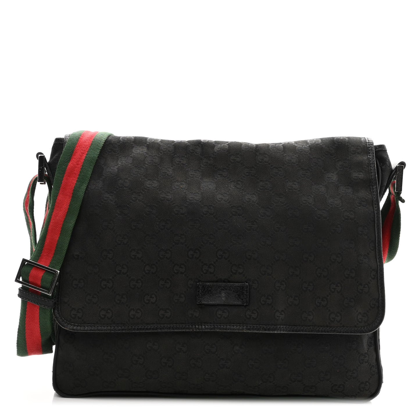 Monogram Web Medium Flap Messenger Black