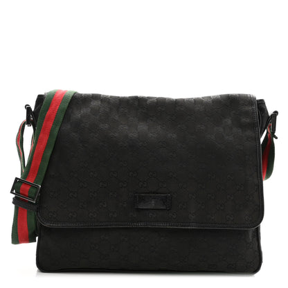 Gucci Monogram Web Medium Flap Messenger Black 1 of 11