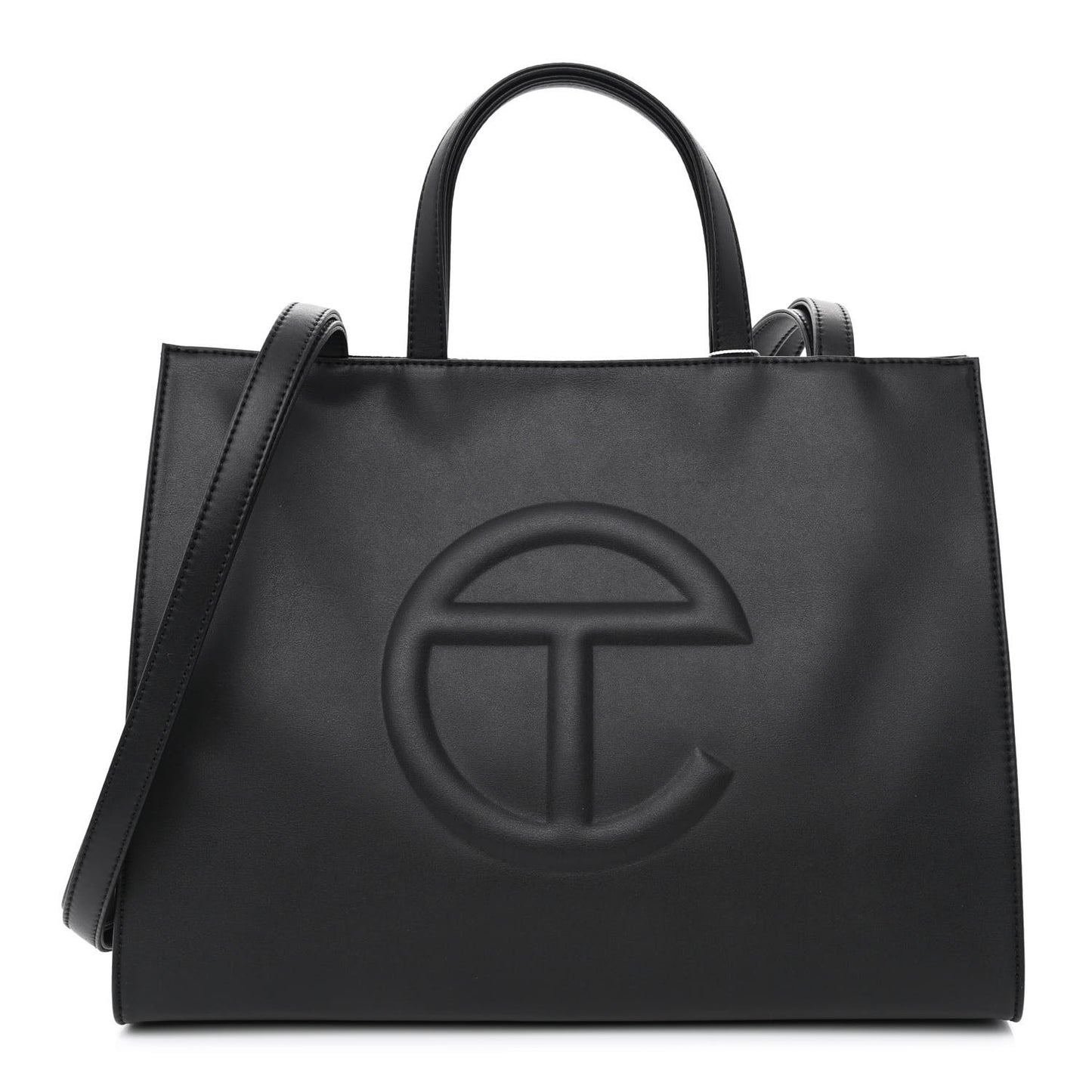 Vegan Leather Medium Shopping Bag Black