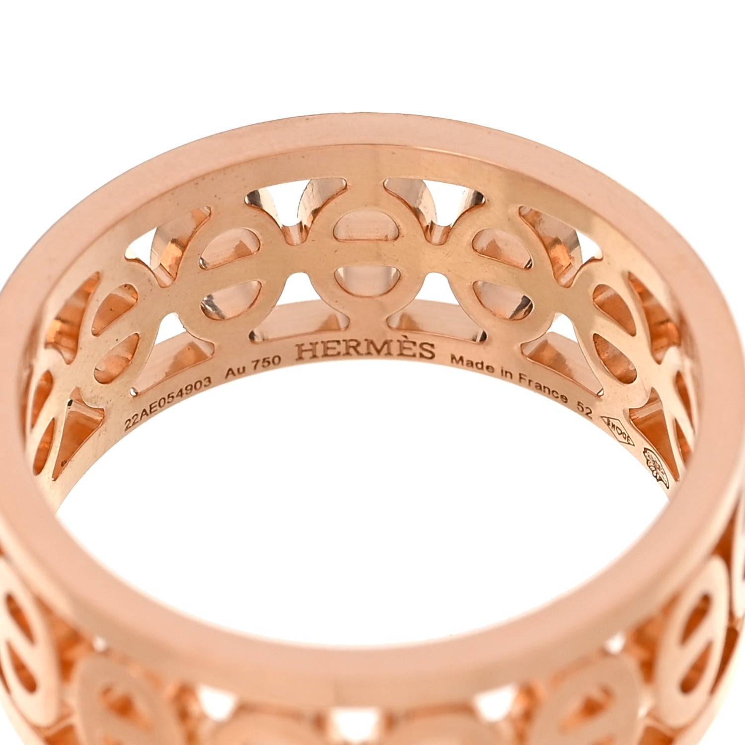 Hermes 18K Rose Gold PM Chaine d'Ancre Divine Ring 52 6 4 of 5