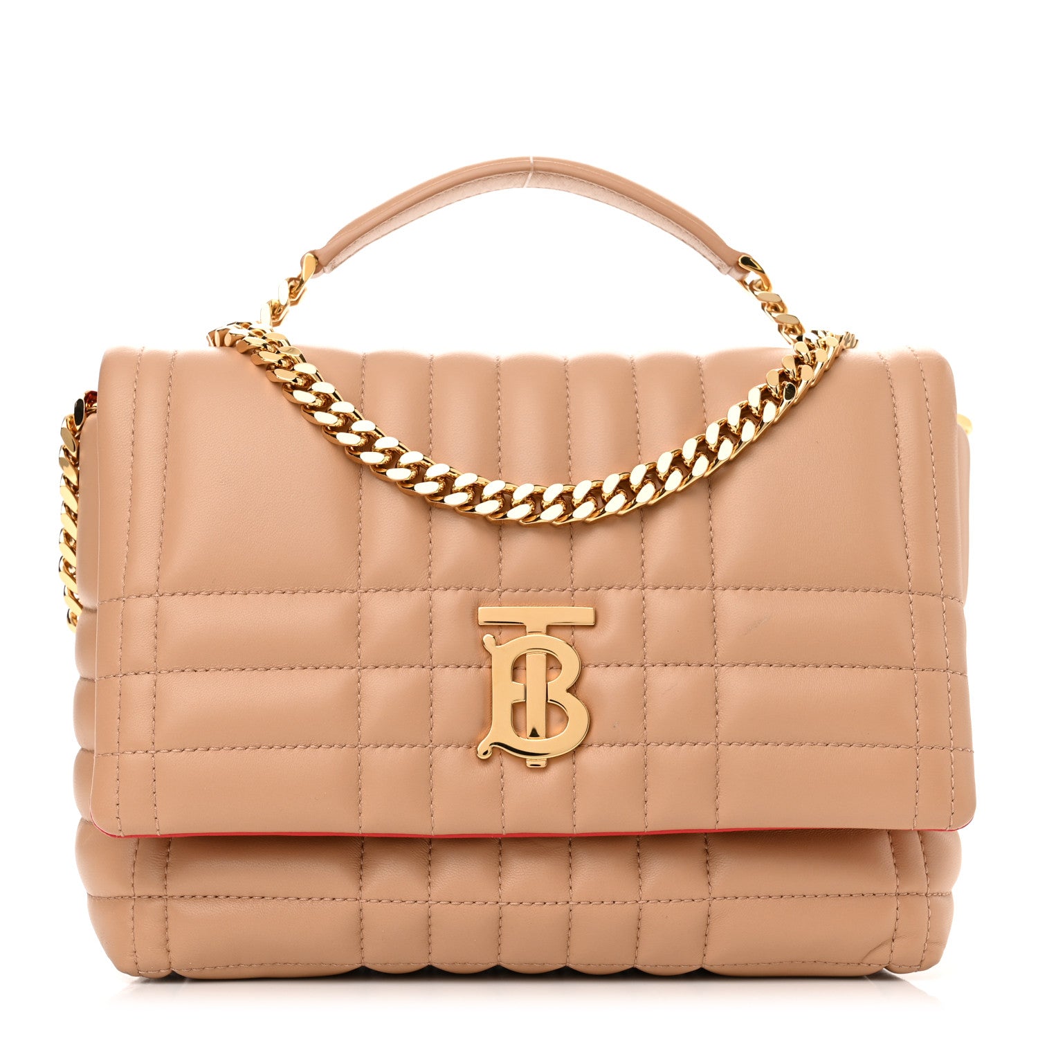 Burberry Lambskin Quilted Lola Small Satchel Cool Beige 1 of 12