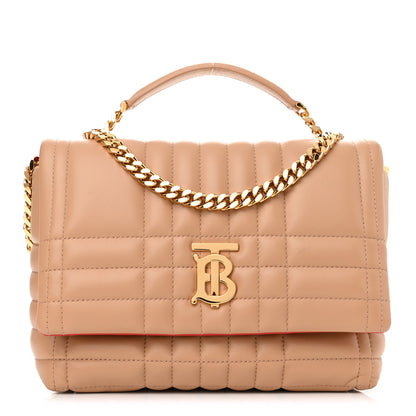 Burberry Lambskin Quilted Lola Small Satchel Cool Beige 1 of 12