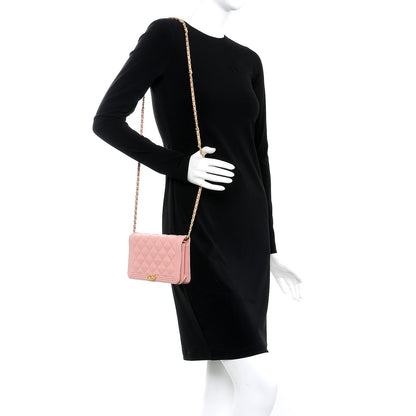 Chanel Caviar Quilted Boy Wallet On Chain WOC Pink 2 of 9