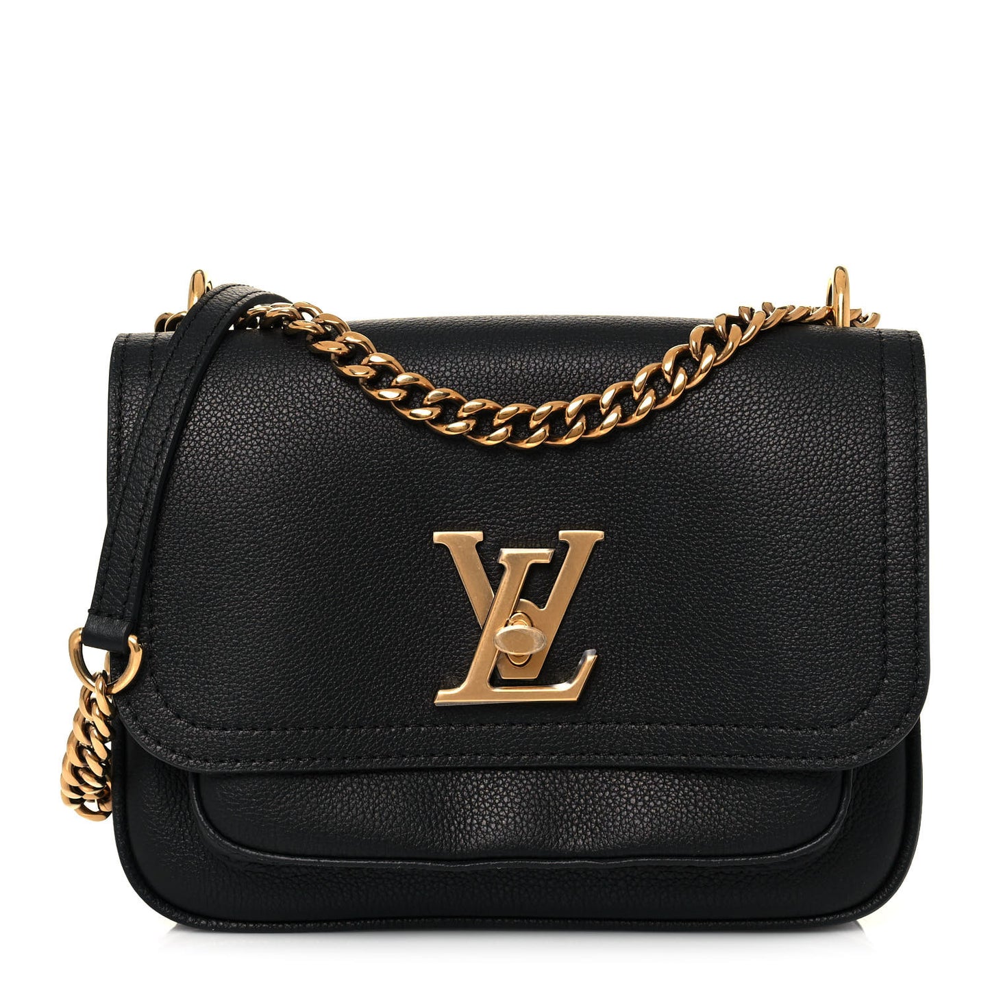 Grained Calfskin Lockme Chain Bag PM Black