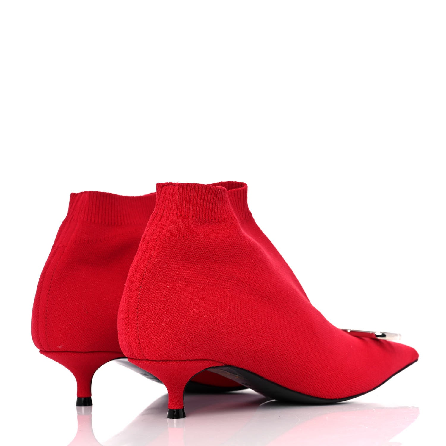 Balenciaga Fabric BB Pointy Toe Ankle Booties 35 Red 4 of 9