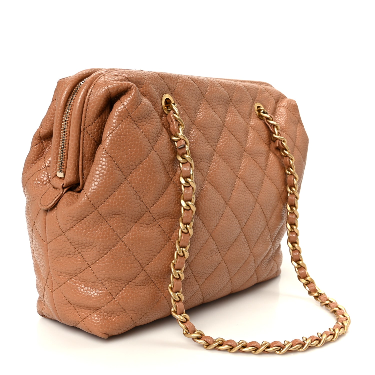 Chanel Shiny Caviar Quilted Large Bowling Bag Brown 1871545