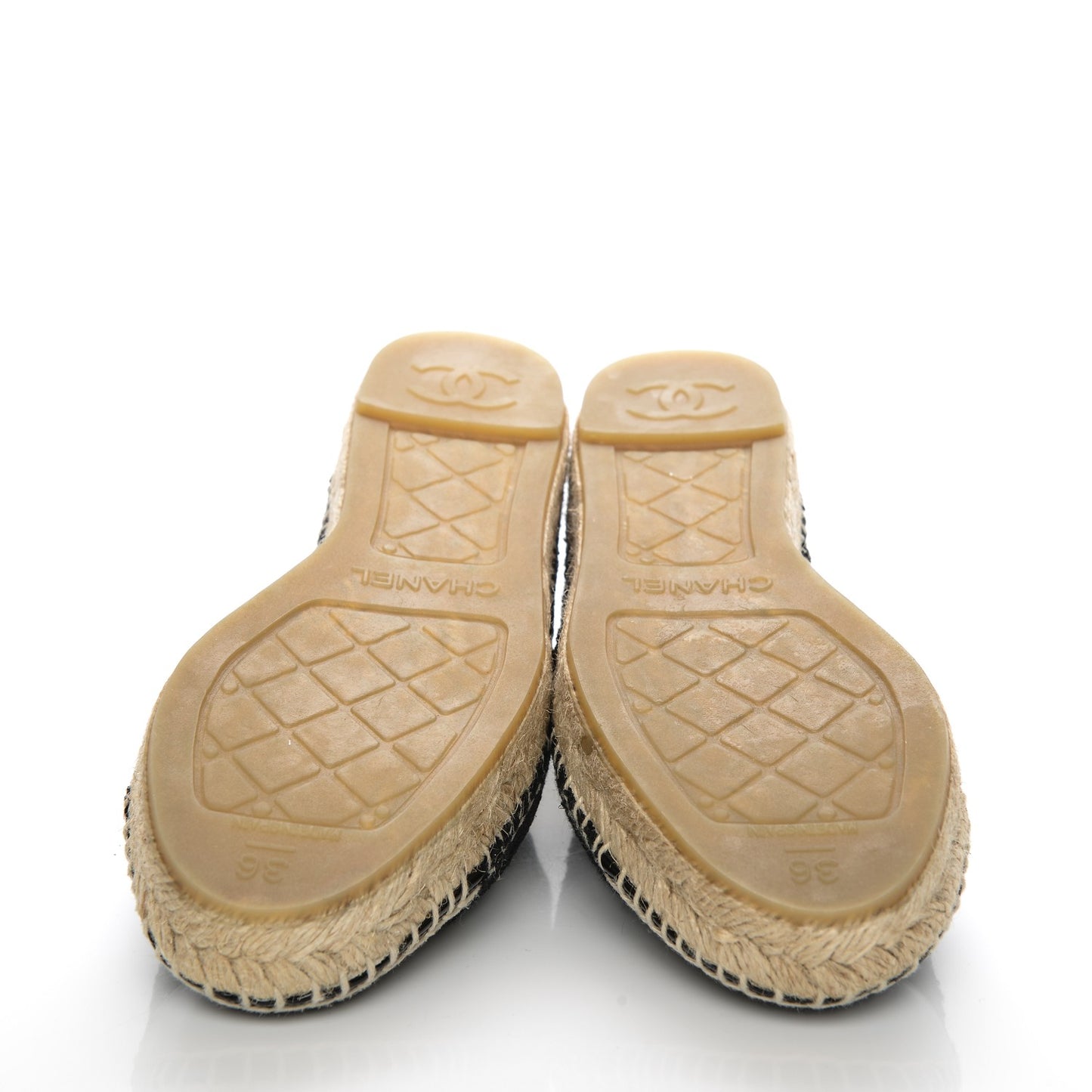 Fabric Patent Calfskin CC Espadrilles 36 Black