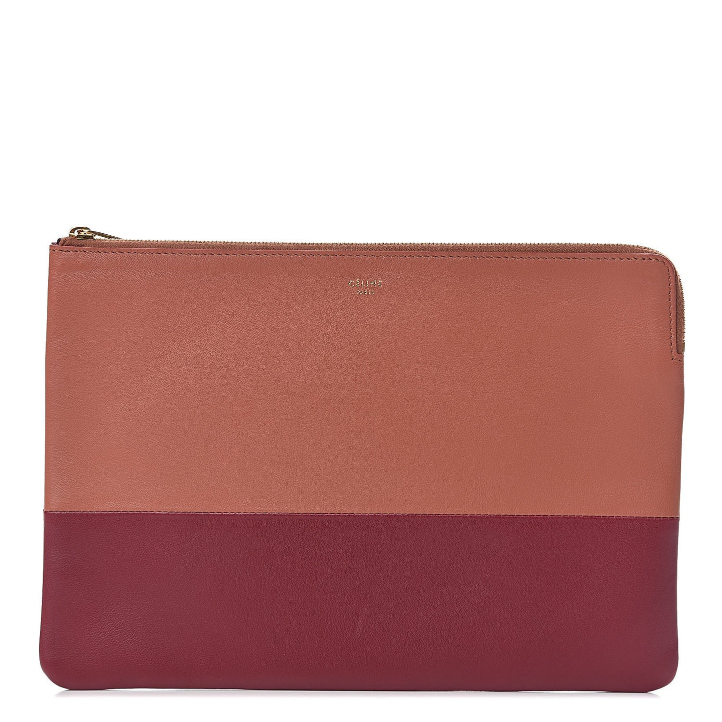 Lambskin Bi-Color Solo Clutch Pouch Terracotta
