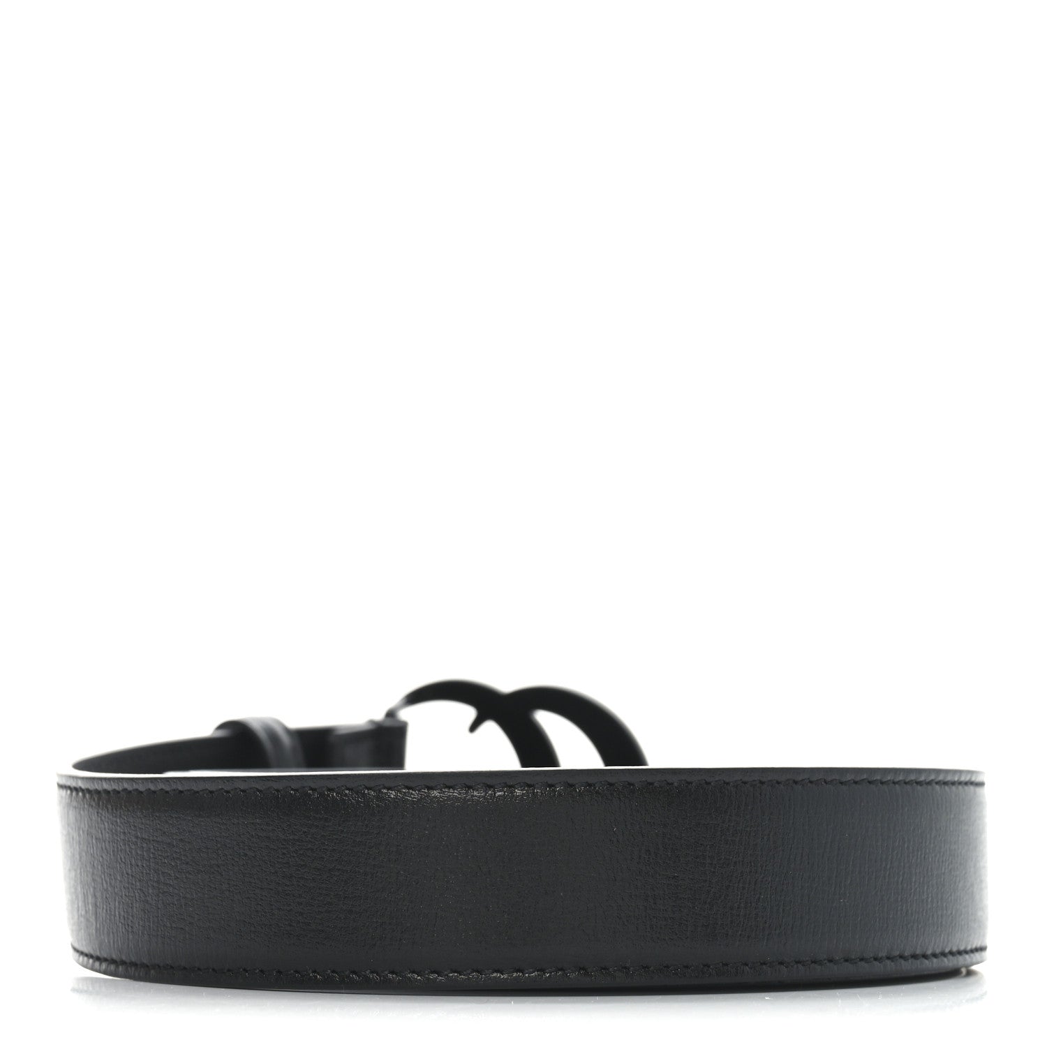 Gucci Azalea Calfskin Enamel Monochrome Double G 30mm Belt 105 42 Black 2 of 4