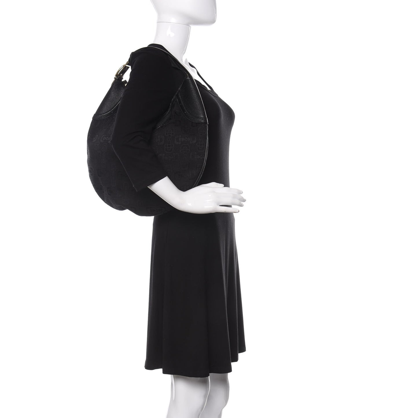 Canvas Horsebit Glam Hobo Black