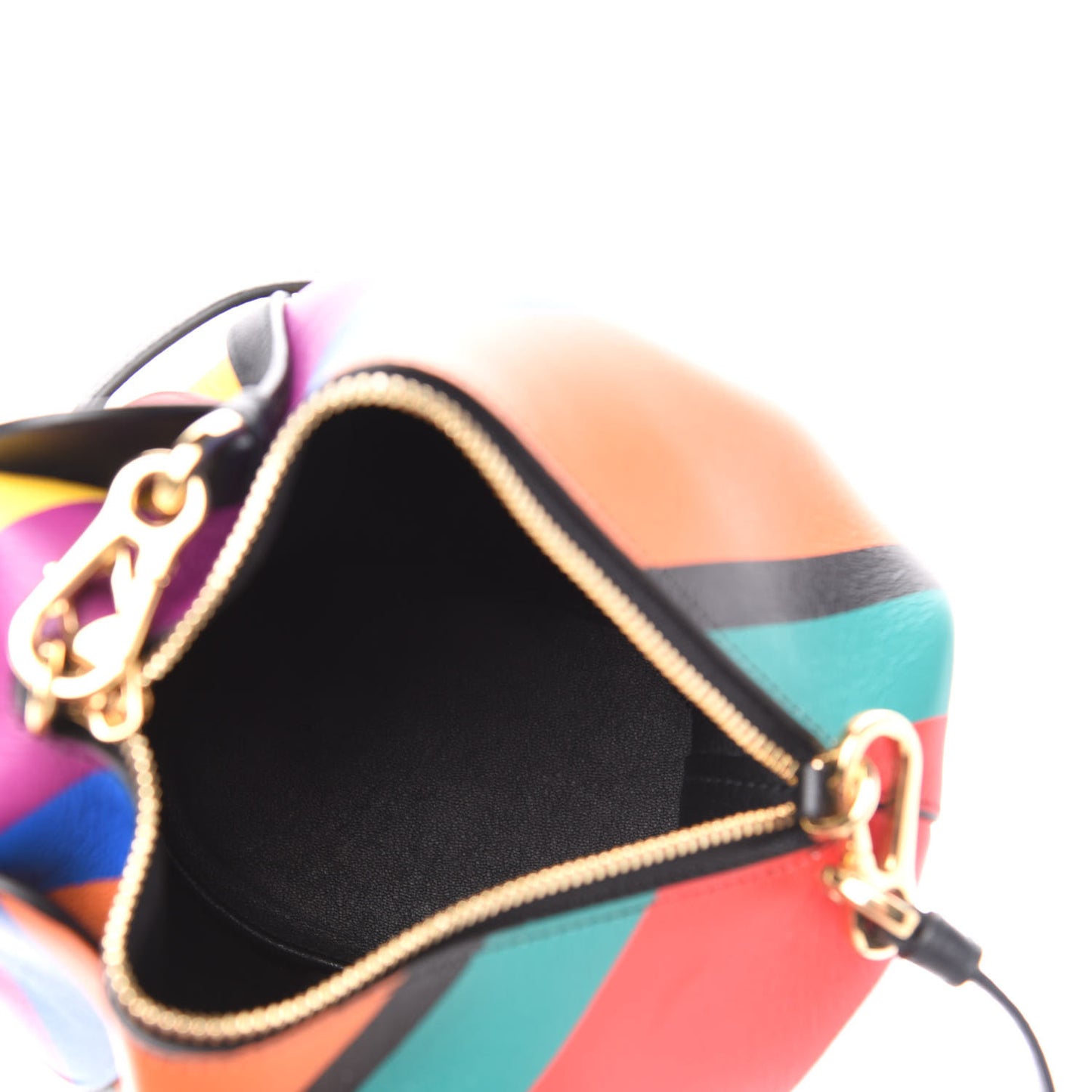 Calfskin Mini Striped Elephant Crossbody Bag Multicolor