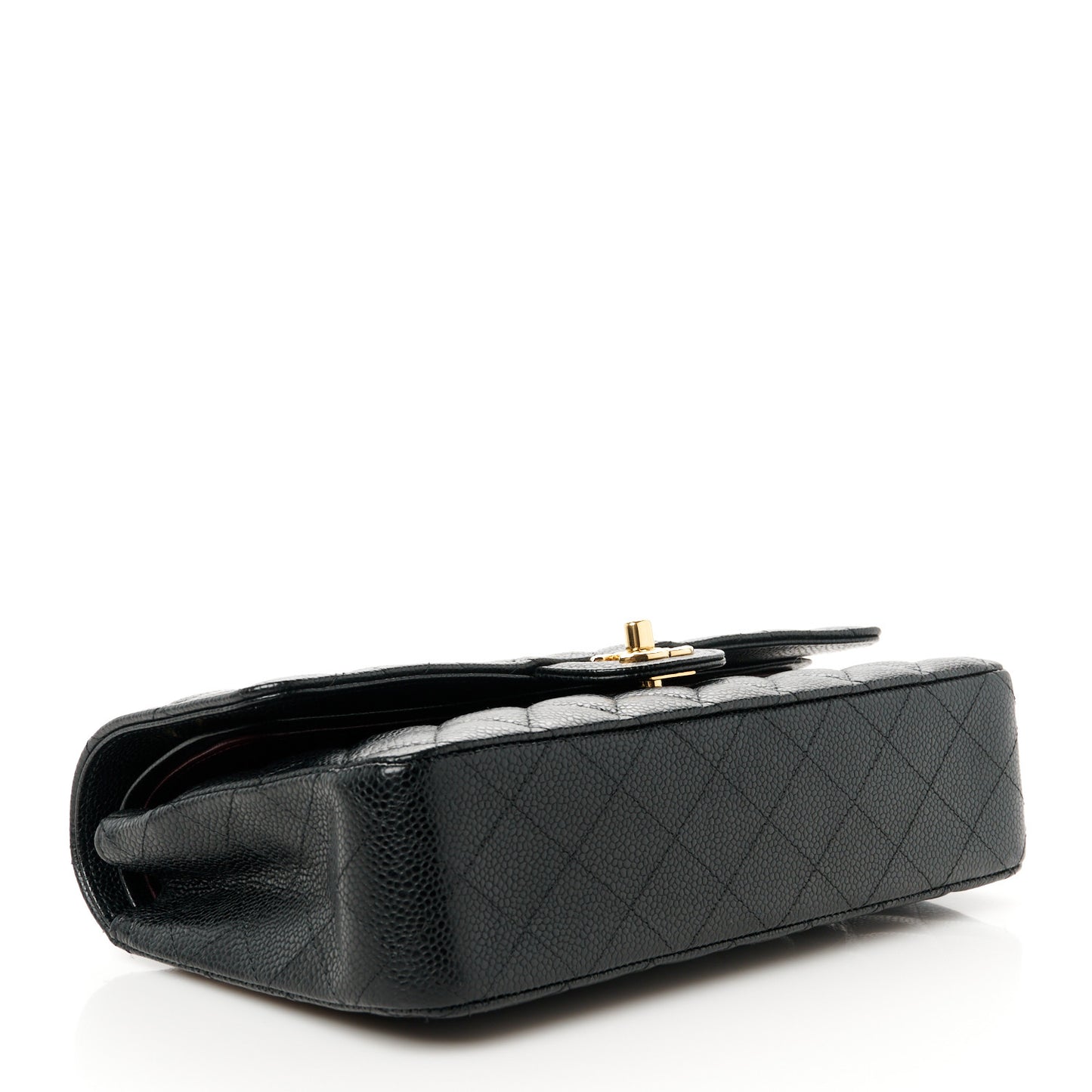 Caviar Quilted Medium Double Flap Black