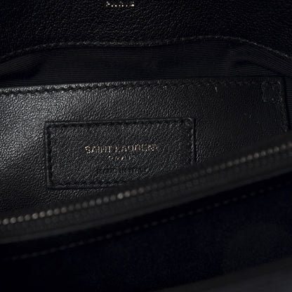 Saint Laurent Sheepskin Matelasse Chevron Monogram Medium College Bag Black 8 of 9