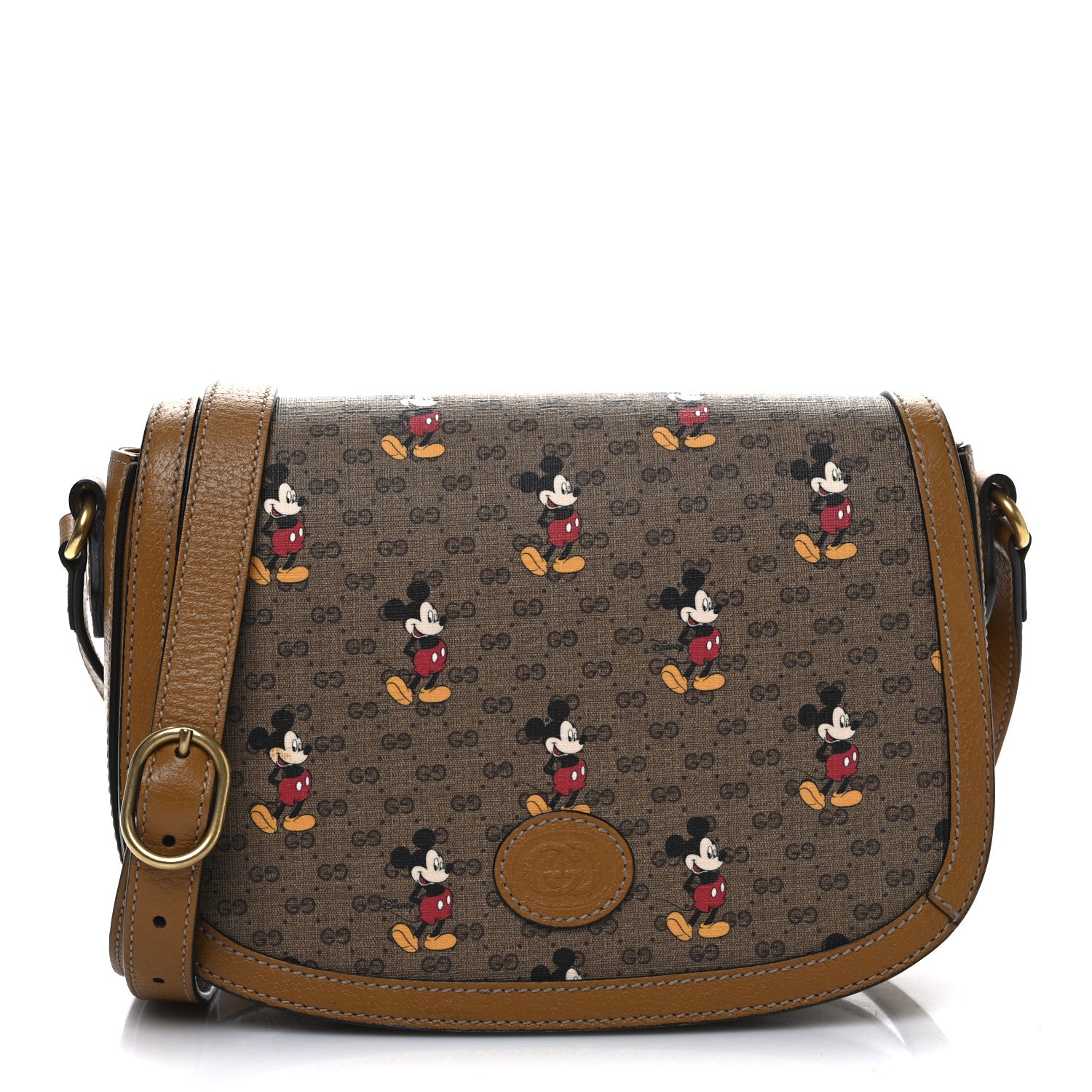 Gucci X DISNEY Mini Vintage GG Supreme Monogram Mickey Mouse Small Flap Messenger Bag Beige Vintage Sun Oil 1 of 13