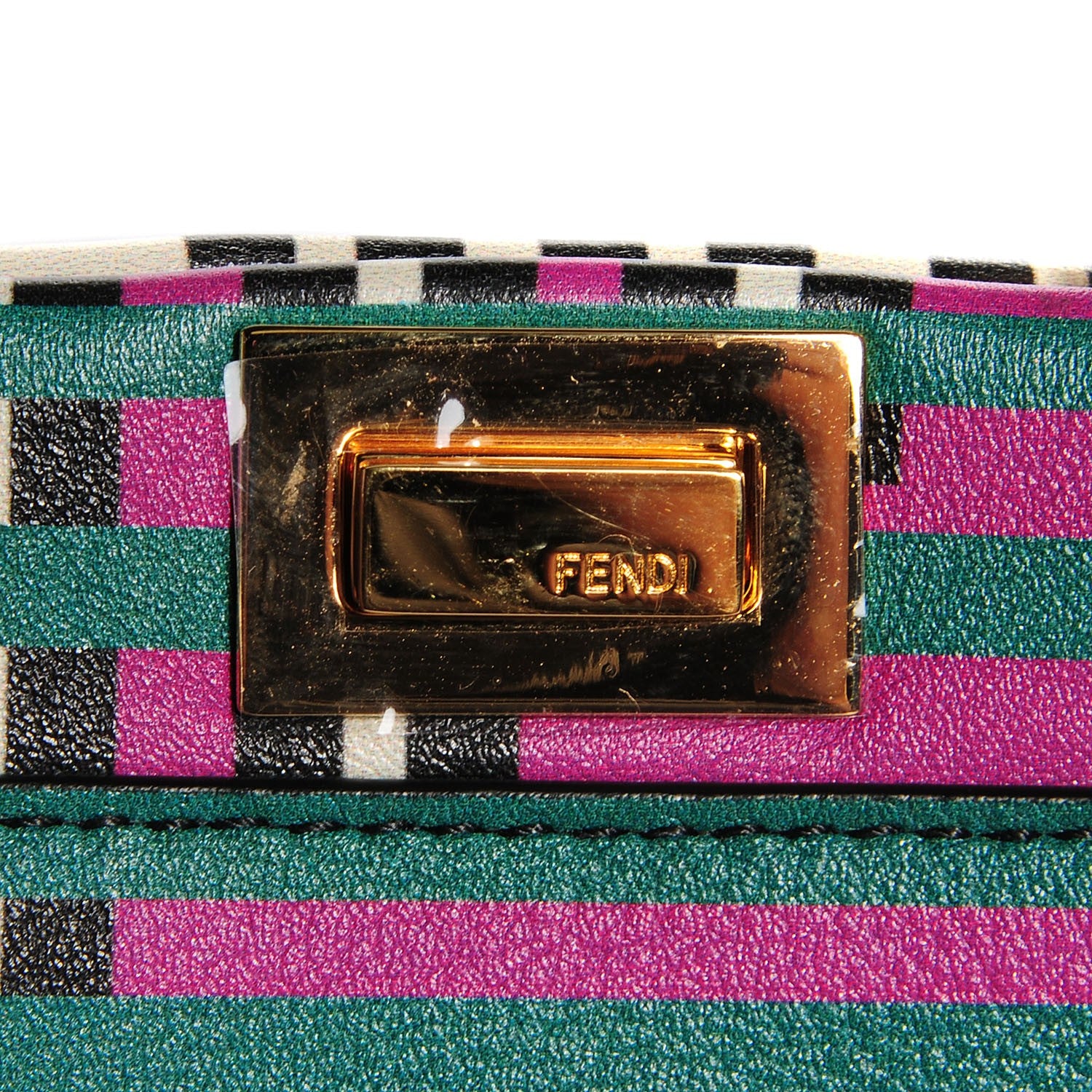 Fendi Vitello Seta Digital Print Micro Peekaboo Iconic Satchel Multicolor Black 5 of 10