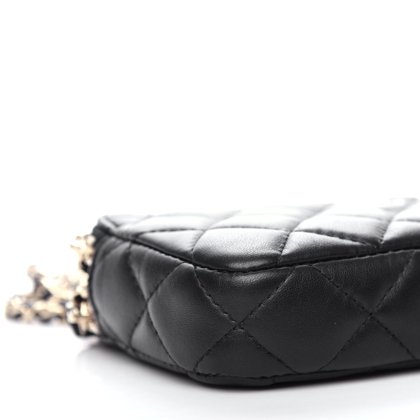Lambskin Quilted Small Clutch With Chain Black