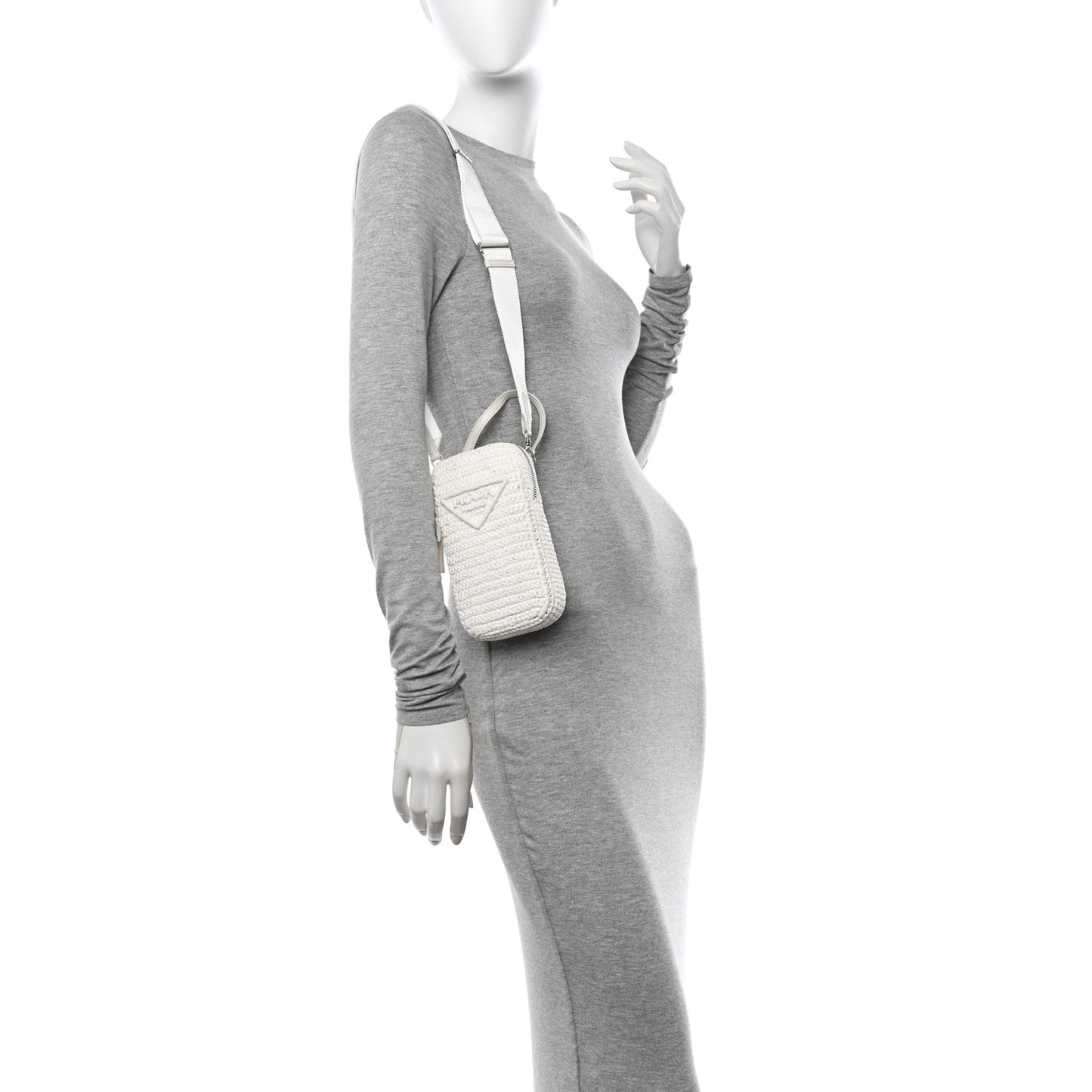 Yarn Raffia Effect Crochet Mini Crossbody Bag Bianco
