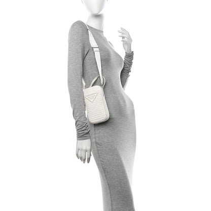 Prada Yarn Raffia Effect Crochet Mini Crossbody Bag Bianco 2 of 11