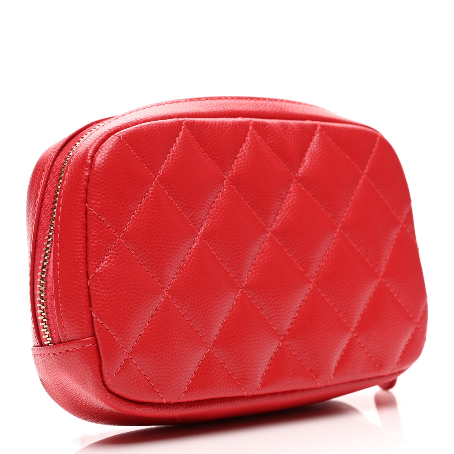 Caviar Quilted Small Curvy Pouch Cosmetic Case Red