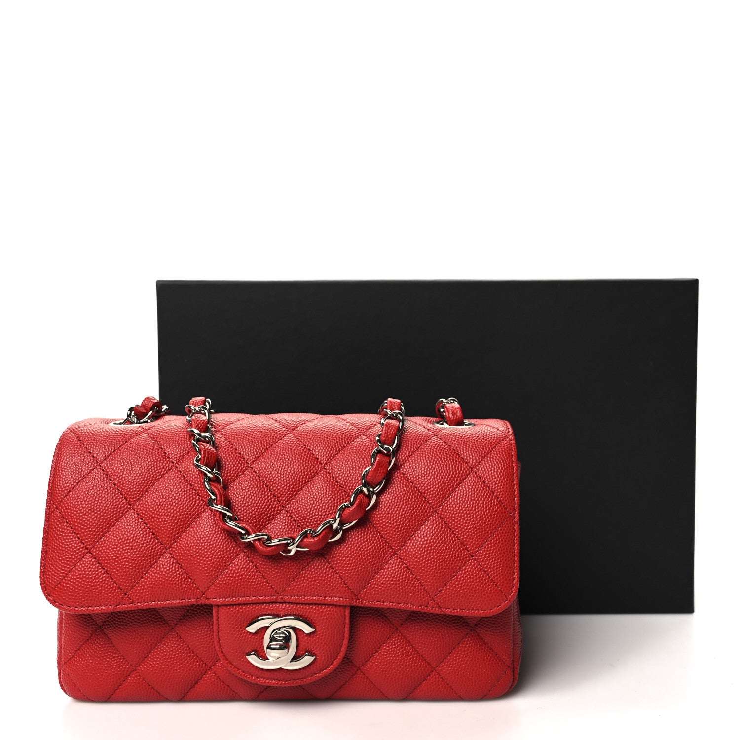 Chanel Caviar Quilted Mini Rectangular Flap Red 11 of 11