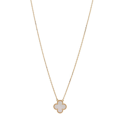 Van Cleef & Arpels 18K Yellow Gold Mother of Pearl Vintage Alhambra Pendant Necklace 1 of 4