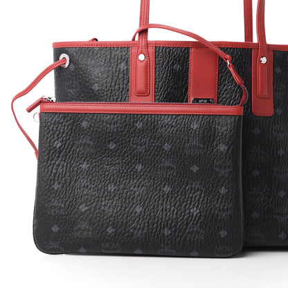 MCM Visetos Medium Liz Reversible Shopper Tote Black Red 10 of 19