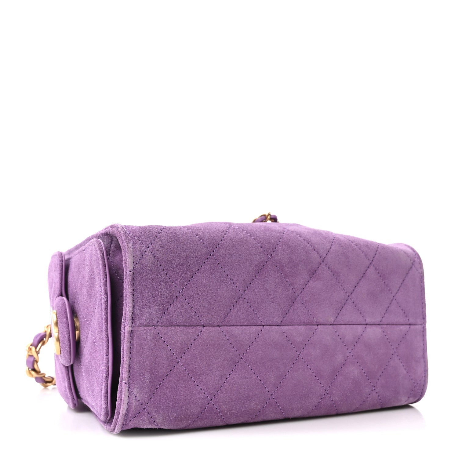Chanel Suede Quilted Mini Chanel 25 Handbag Purple 3 of 10