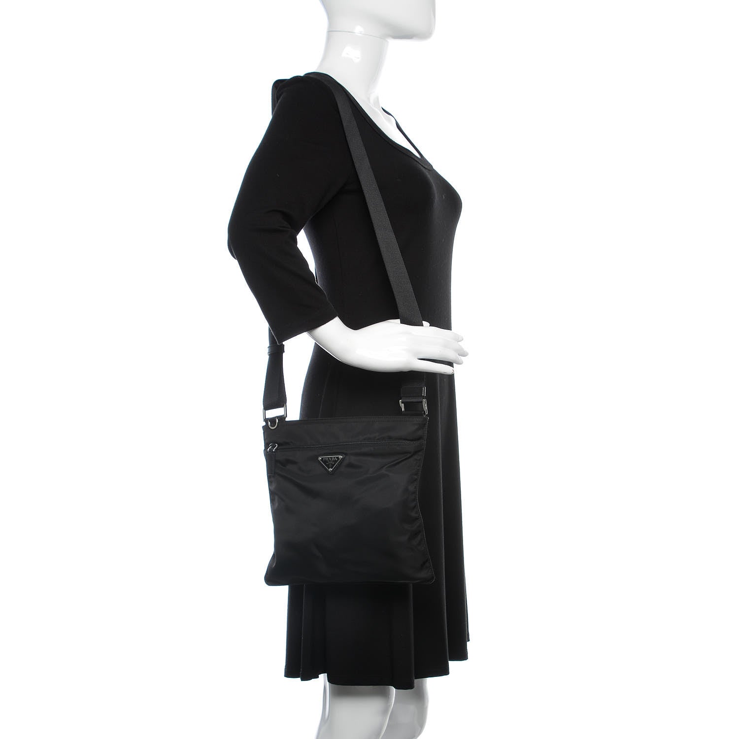 Prada Nylon Vela Small Flat Messenger Bag Black 2 of 9