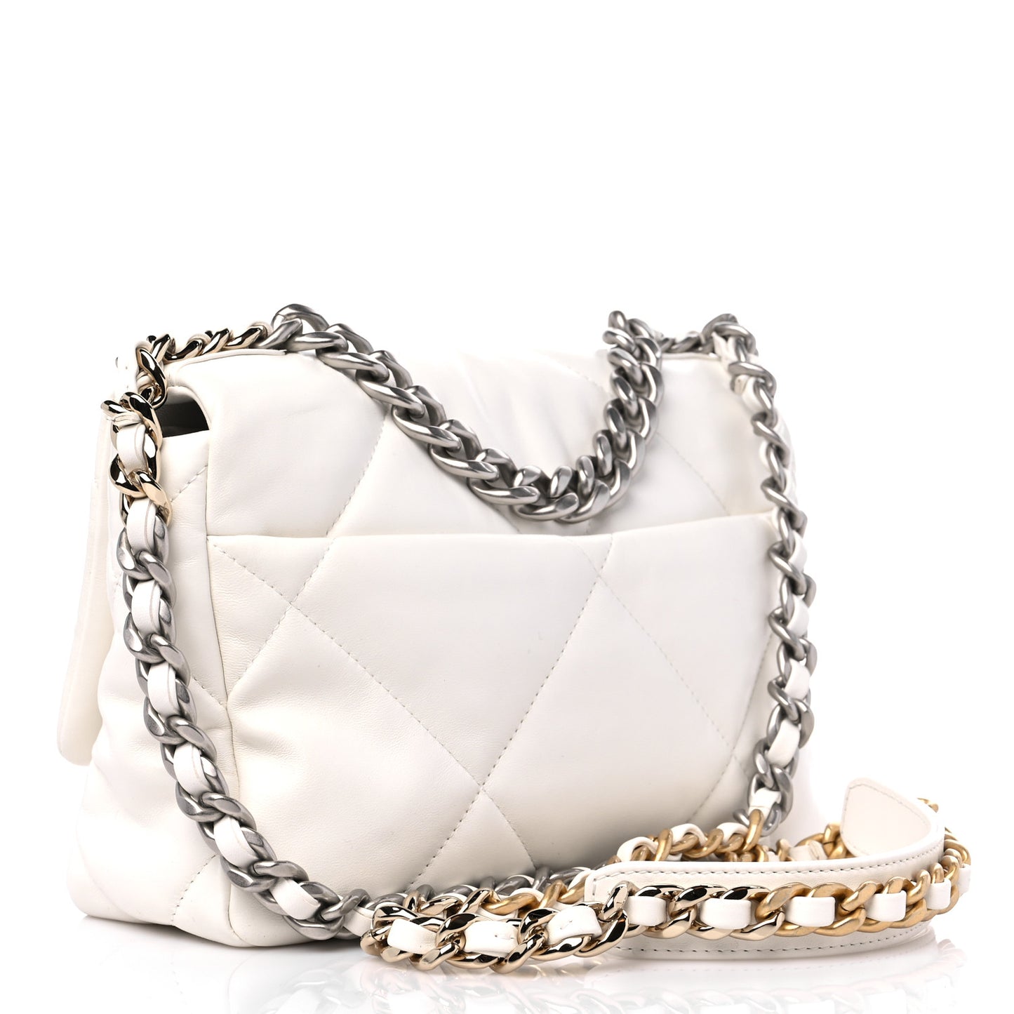 Lambskin Quilted Medium Chanel 19 Flap White