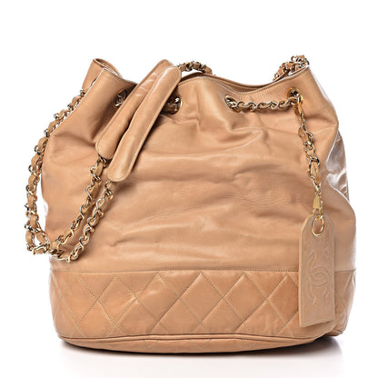 Chanel Lambskin Drawstring Bag Beige 3 of 17