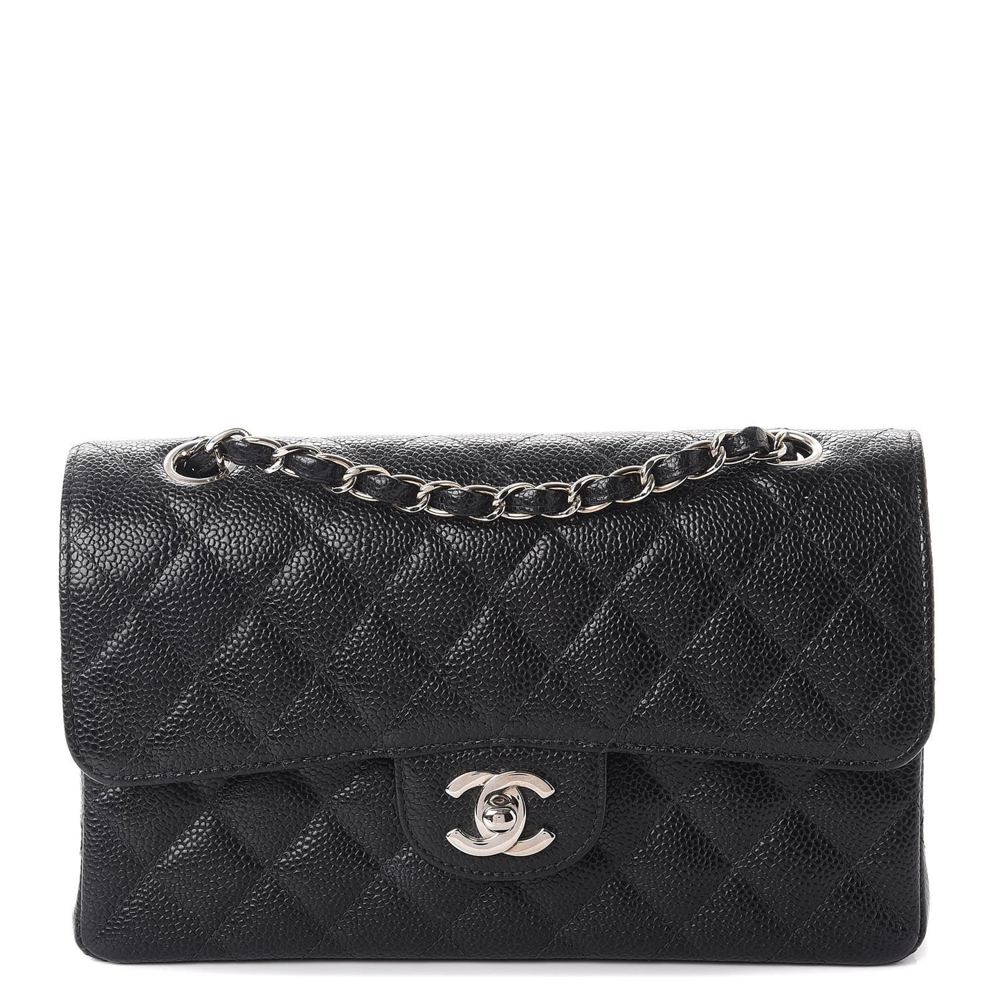 Caviar Quilted Small Double Flap Black