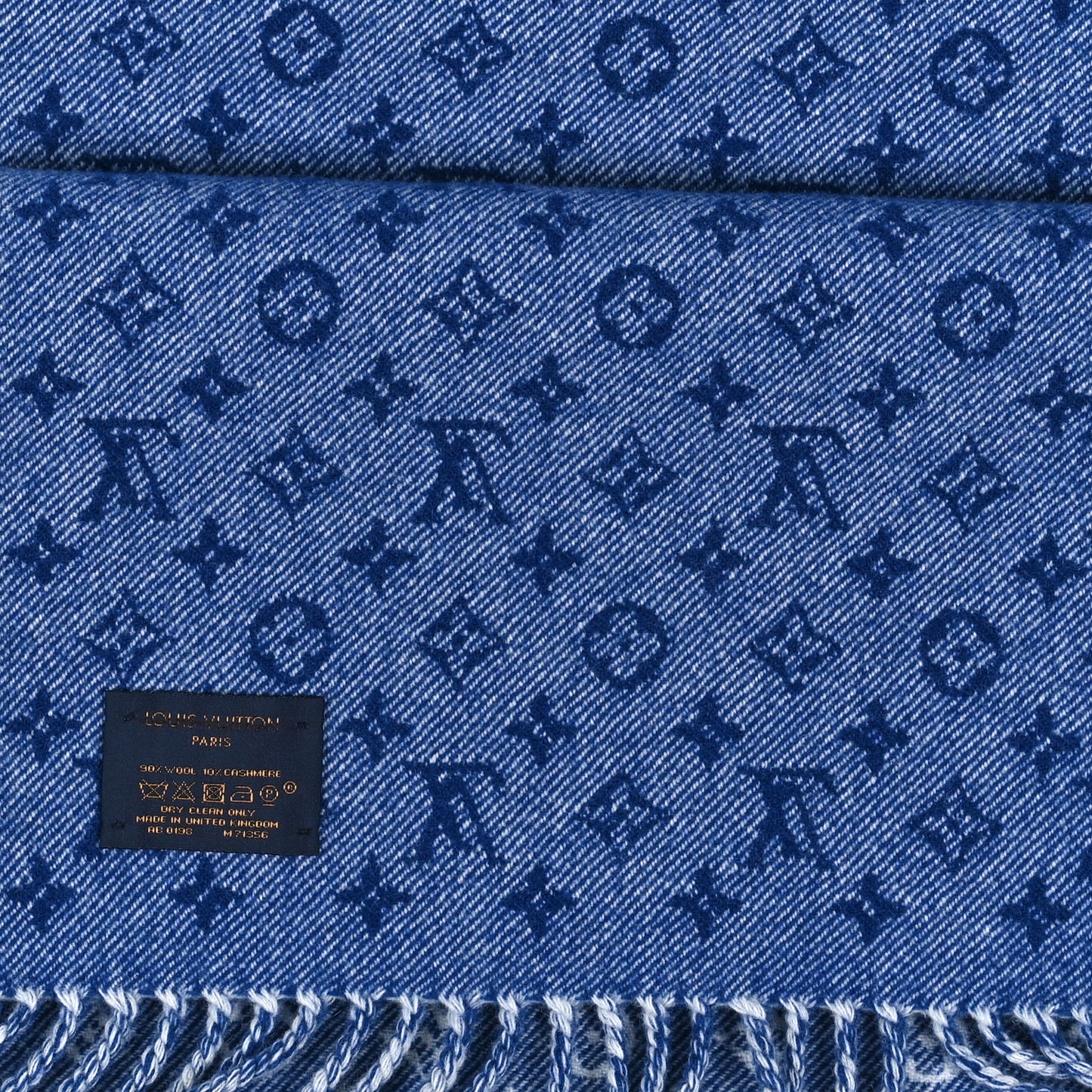 Wool Cashmere Denimbellished City Scarf Blue