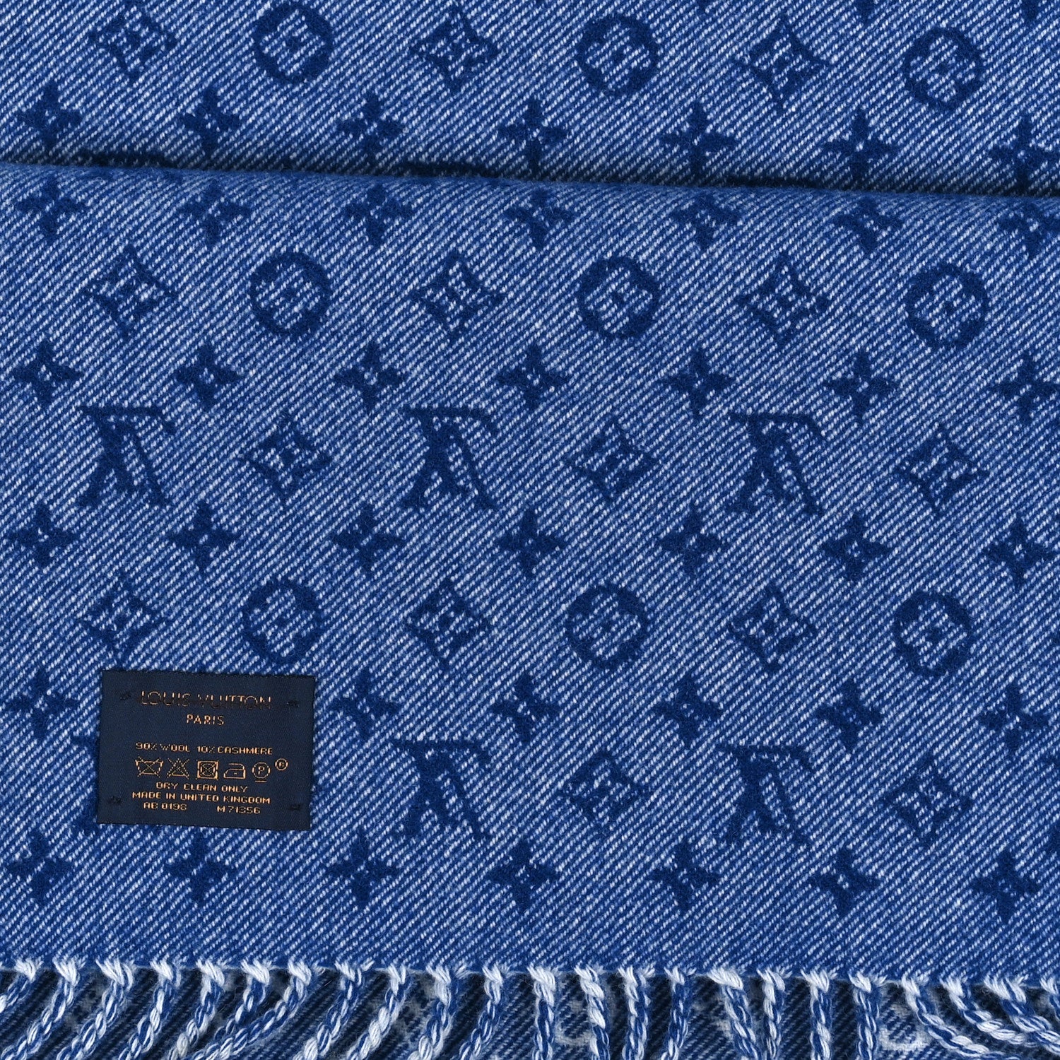 Louis Vuitton Wool Cashmere Denimbellished City Scarf Blue 3 of 3