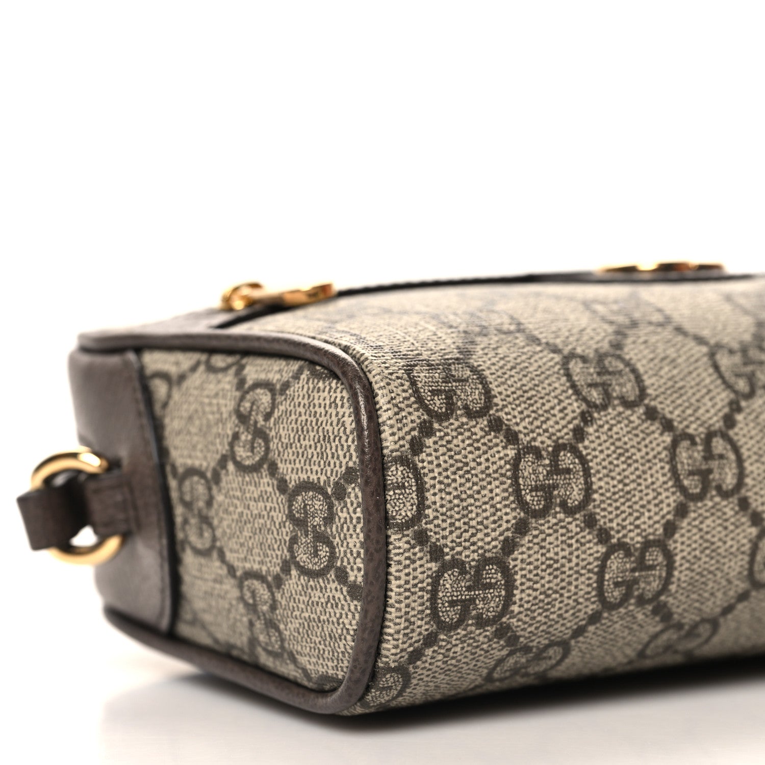 Gucci Denim Monogram Textured Dollar Calfskin Super Mini Ophidia Shoulder Bag Beige Ebony New Acero 9 of 10