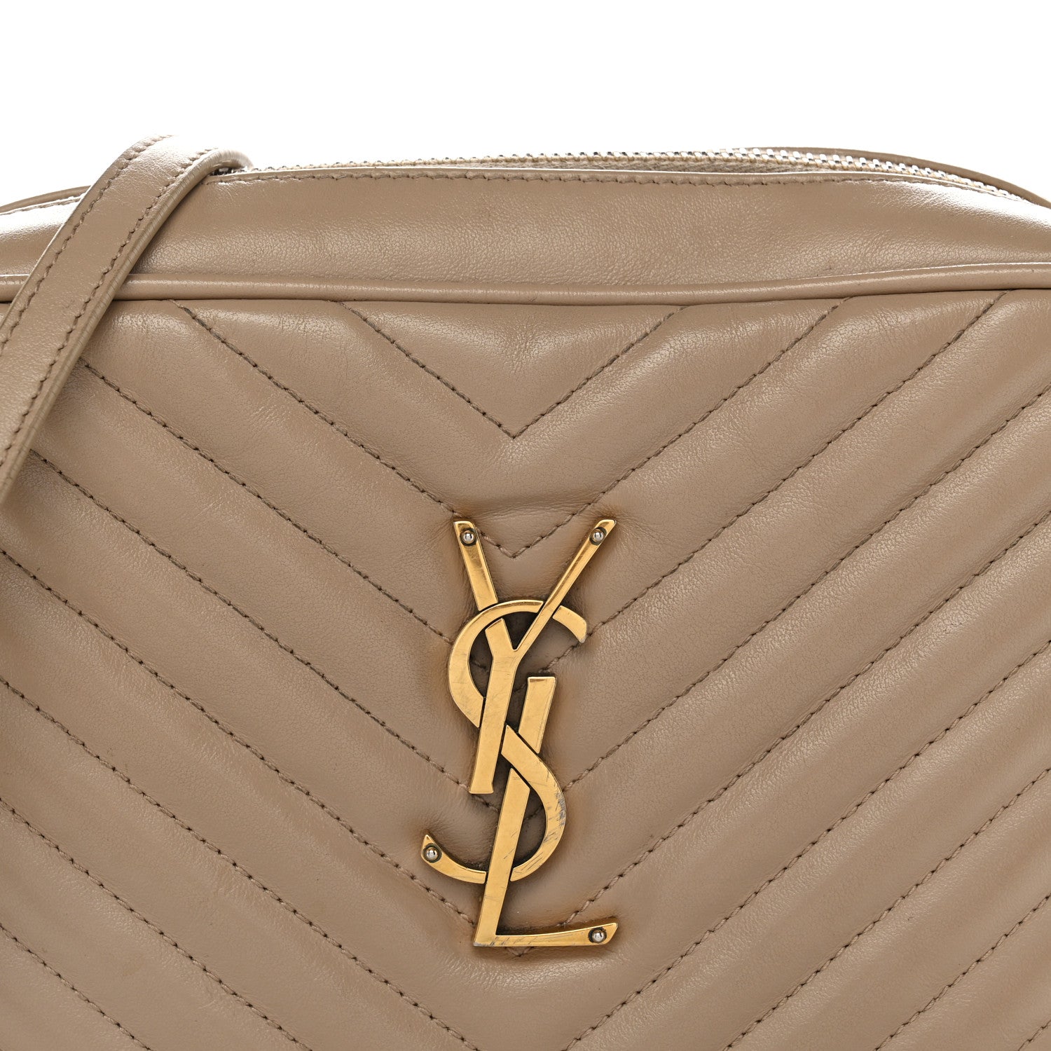 Saint Laurent Calfskin Matelasse Monogram Lou Camera Bag Dark Beige 8 of 15