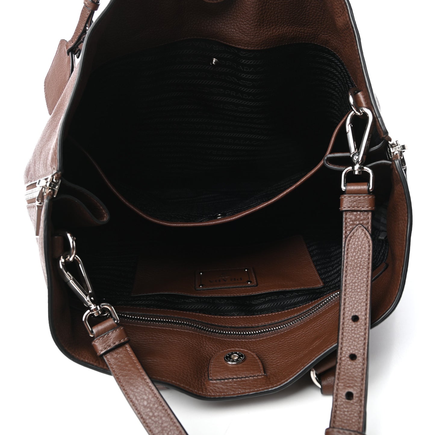 Vitello Daino Side Zip Tote Tabacco