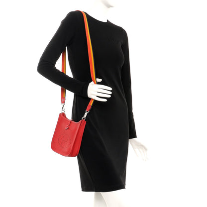 Hermes Taurillon Clemence Amazone Evelyne TPM Rouge Casaque 2 of 8