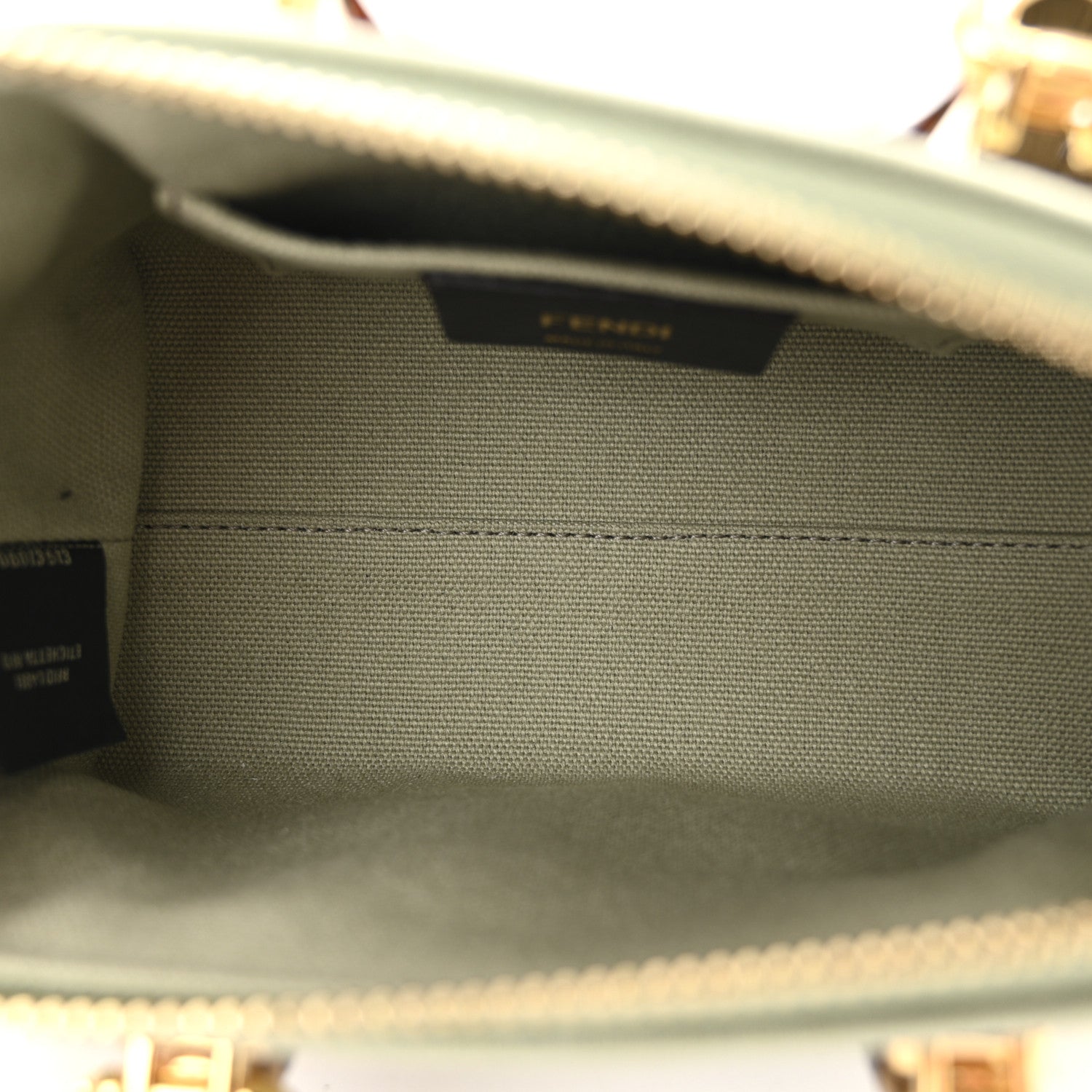 Fendi Canvas Vitello King Plexiglass Logo Embroidered Mini By The Way Top Handle Boston Bag Green Tea 5 of 10