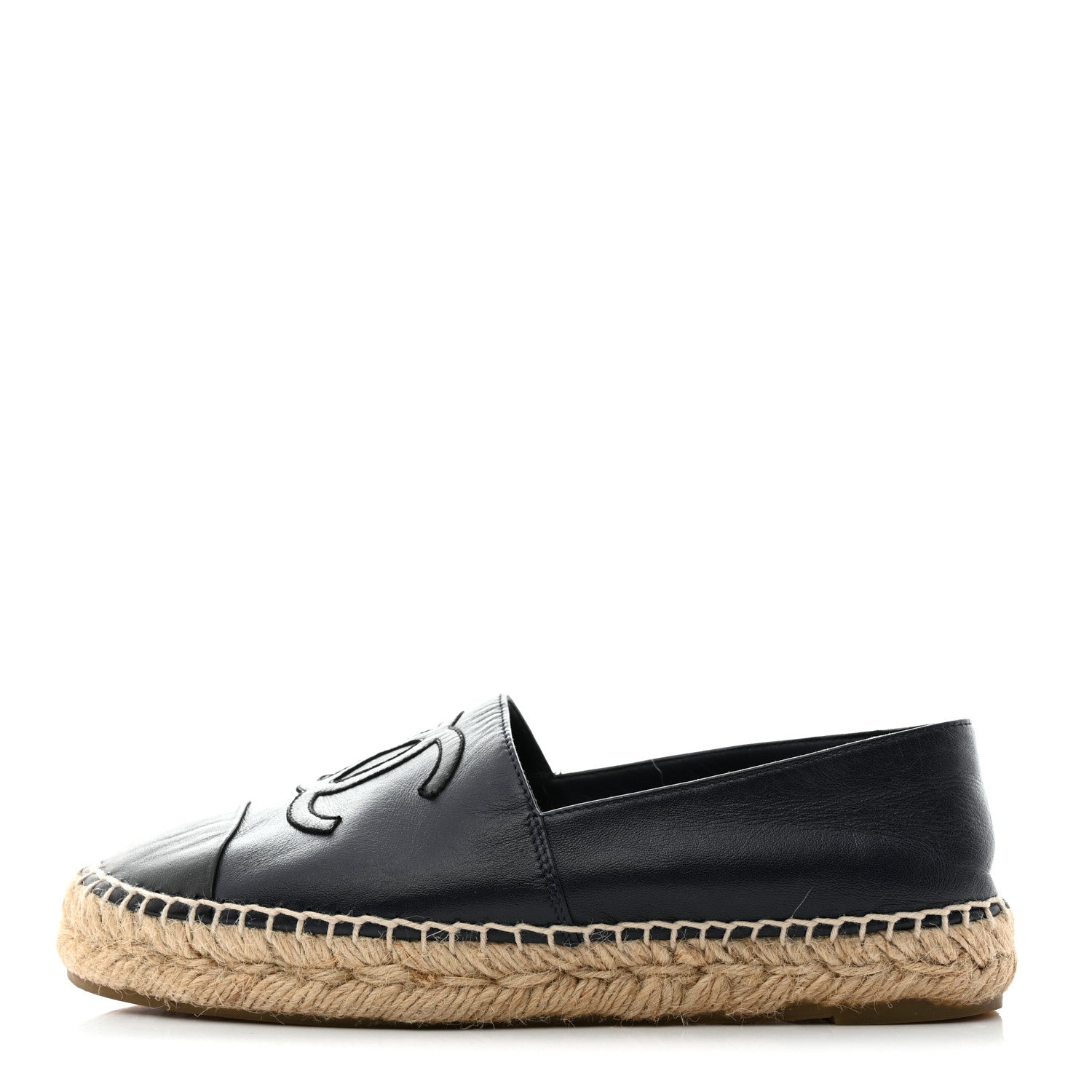 Chanel Lambskin CC Espadrilles 35 Navy Blue Dark Grey 1 of 8