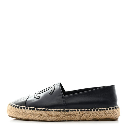 Chanel Lambskin CC Espadrilles 35 Navy Blue Dark Grey 1 of 8
