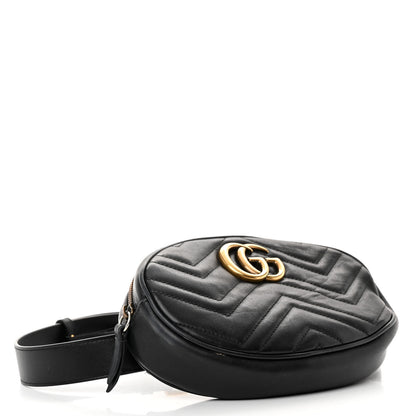 Gucci Calfskin Matelasse GG Marmont Belt Bag 75 30 Black 4 of 17