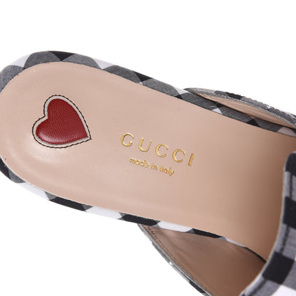 Gucci Cotton Gingham Womens Princetown Slippers 38 White Black 5 of 7