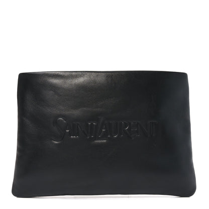 Saint Laurent Lambskin Small Puffy Pouch Black 1 of 8